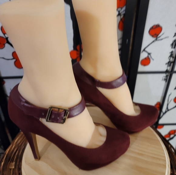 PENNY LOVES KENNY MARY JANE SNKLE STRAP SUEDE LEATHER HEELS/SIZE 7 - Picture 8 of 11